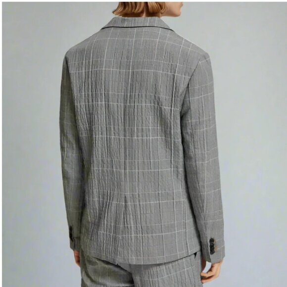 Scotch Soda Check Single-Breasted Blazer Mens XL Gray Seersucker Lightweight - Picture 3 of 12